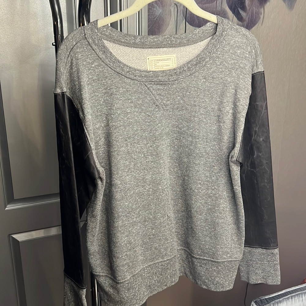 Current/Elliott sweater with Faux Leather Sleeves